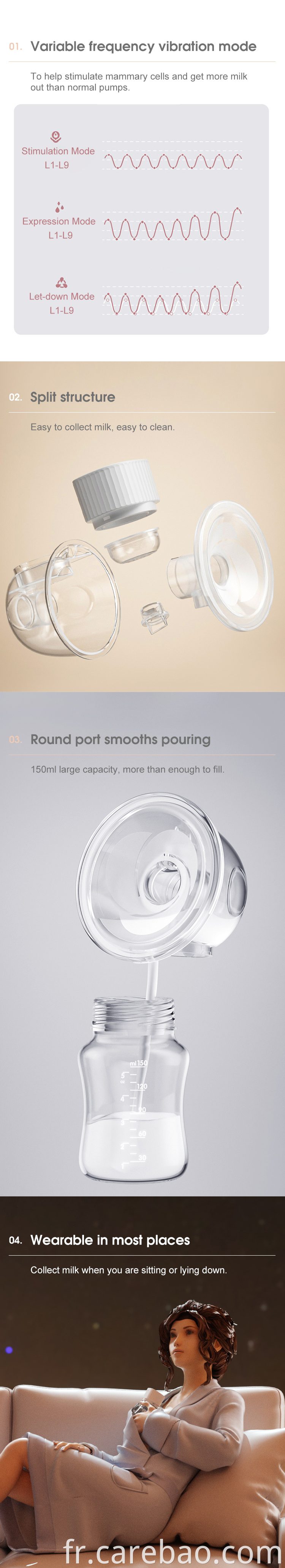 Ningbo Hand-Free Pumps portable Handles Hands Free Free Free Mallfeeding Breast Pump